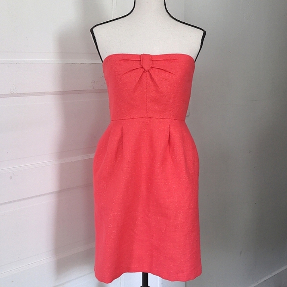 J. Crew Strapless Pink Woven Dress, 6P